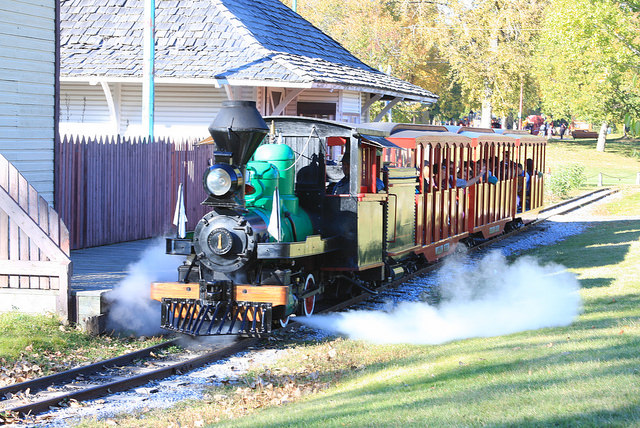 The Little Prince Steam Engine puffs to a stop at The Exploration Place in Prince George, B.C.