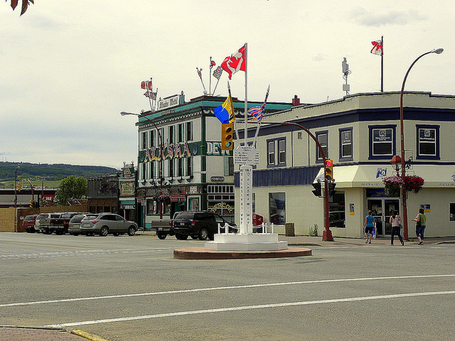 A photo of the downtown of Dawson Creek, B.C.