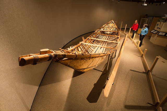 Mooseskin boat used to travel lakes and rivers in the North.