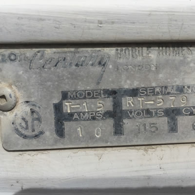 Close-up of metal ID plate on trailer. 