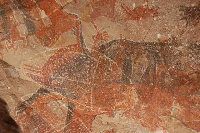 A cave painting of a sea turtle at Cuave Pintada at Sierra de San Francisco.