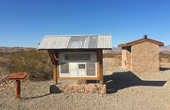 The welcome kiosk includes maps, historical information and brochures for a self-guided tour, and toilets are nearby.