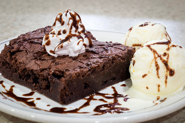 A brownie and ice cream at John's Plate.