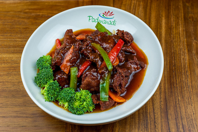 Padmanadi’s ginger “beef” is made from a soy-based meat substitute that tastes even better than the real thing and has been voted one of the best in Edmonton.