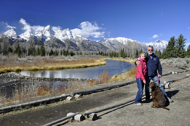 Wendy, Ron and Mickie in Grand Teton National Park, WY.