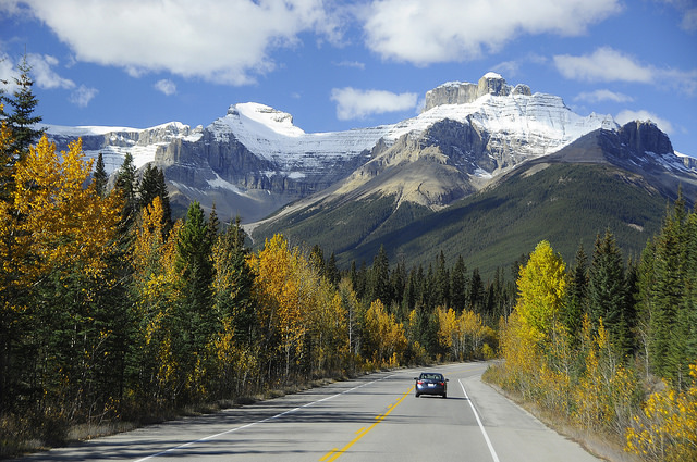 The view on the Icefield Parkway in Banff and Jasper National Park, AB.
