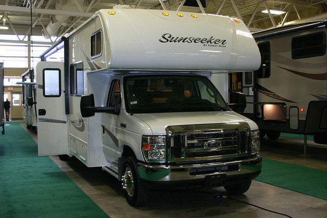 A motorhome at the Lethbridge RV show. 