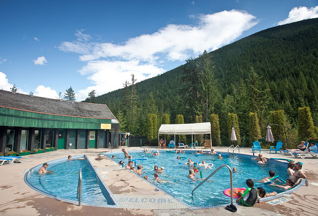 The Nakusp Hot Springs are naturally heated mineral pools.