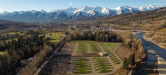 An areal photo of Fernie RV resort.