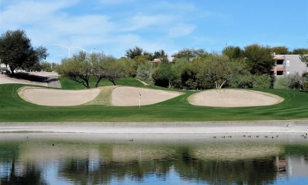 Hole 2 with cacti around it