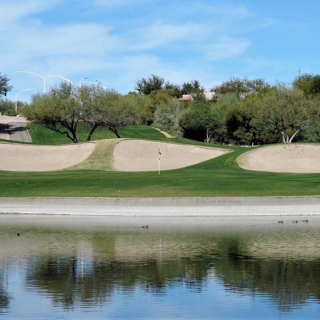 Hole 2 with cacti around it