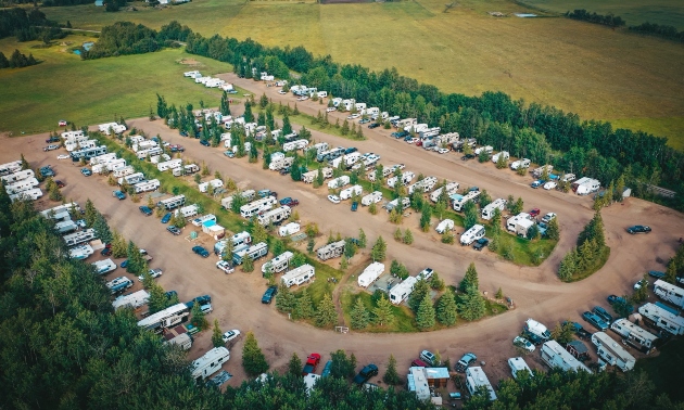 Longriders RV Park with RV units parked in rows