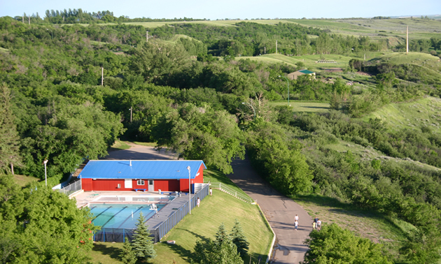 The view upon the Outlook & District Regional Park  from the SkyTrail.