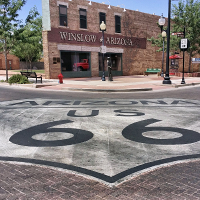 Standin’ on the Corner Park is an iconic location along Route 66 in Winslow, Arizona. 