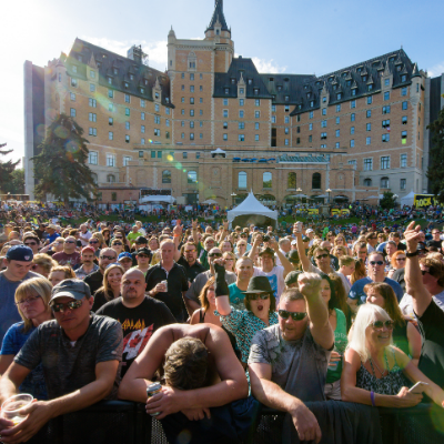 Saskatoon’s iconic Delta Bessborough Gardens provide the backdrop for Rock the River. 