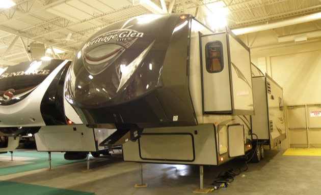 A fifth wheel displayed at the Lethbridge RV show. 