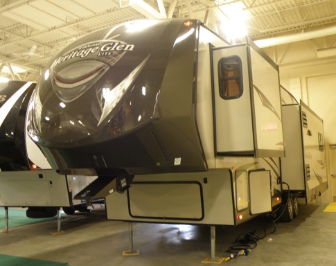 A fifth wheel displayed at the Lethbridge RV show. 