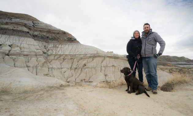 McCallum and Doolittle, and their chocolate lab, Bella, took time to enjoy Drumheller and check out the hoodoos.