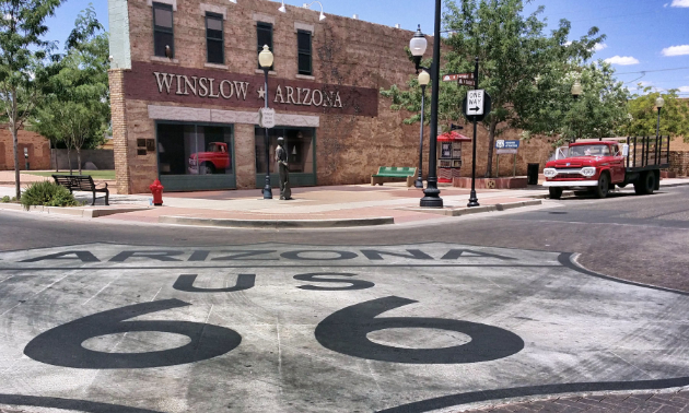 Standin’ on the Corner Park is an iconic location along Route 66 in Winslow, Arizona.
