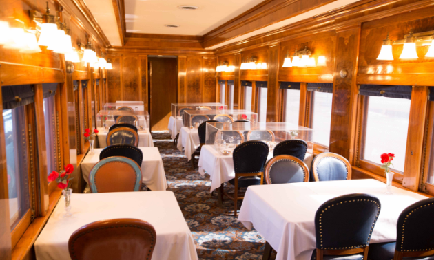 The Argyle dining car is one of the standouts among the collection of train cars at the Museum of Rail Travel. 