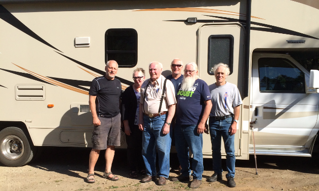 The Borns set out in a 31-foot Spirit rental RV for their grand adventure. (L to R) Bryan, Teresa, Jacob, Matt, John and David.