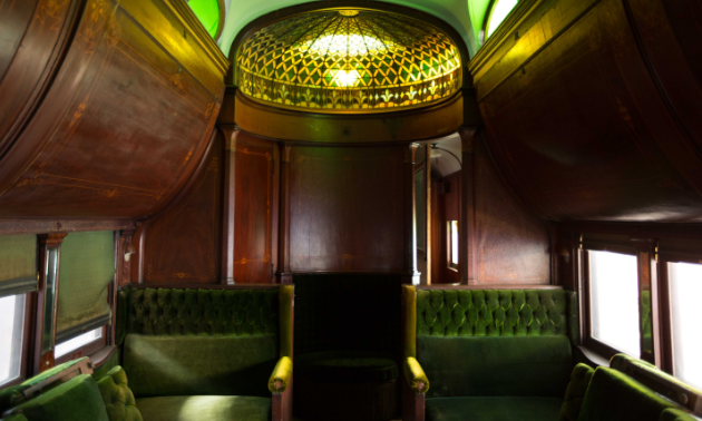 Inside a train car