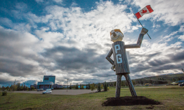 This iconic Prince George figure greets people at the junction of Highways 16 and 97.