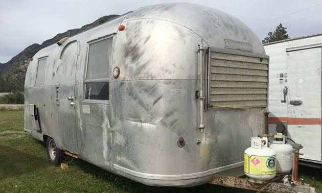 Picture of shiny silver Airstream trailer. 