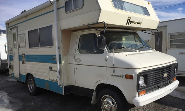 An Aquarius motorhome, spotted in Crowsnest Pass. 