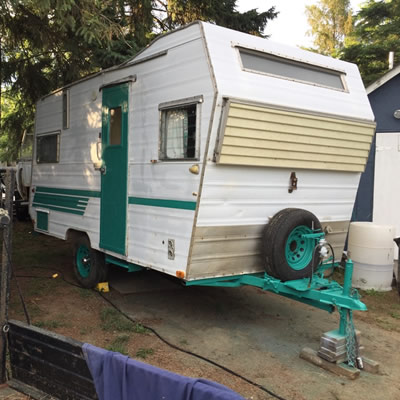 An Aristocrat travel trailer, owned by Ken Vanderburg. 