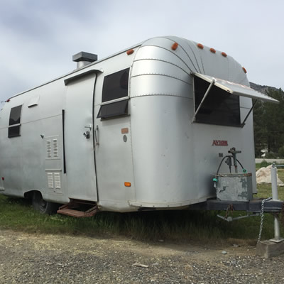 An Avion travel trailer. 