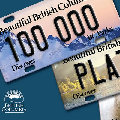 Picture of specialty BC licence plates. 