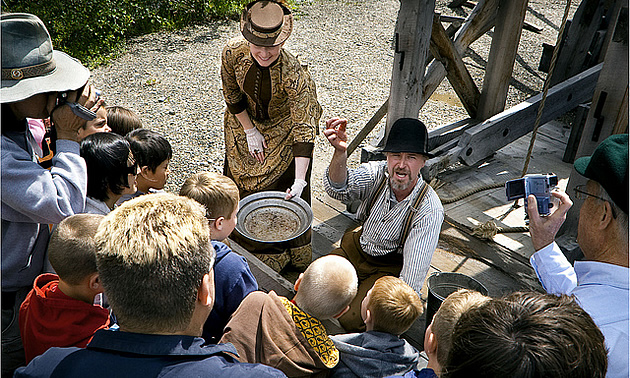 Gold panning demonstration in Barkerville