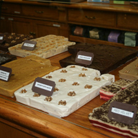 Fresh homemade fudge in different flavours at Bates Nut Farm