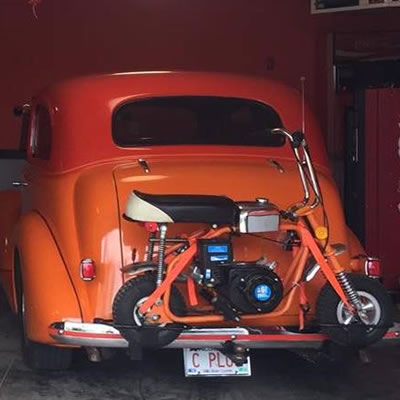 Matching bike mounted on Chevy. 