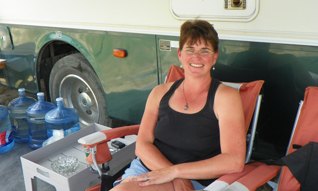 Kari Bruno in front of her RV