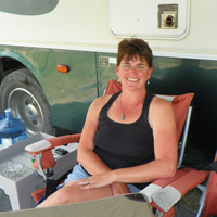 Kari Bruno in front of her RV