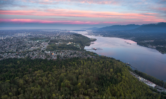 A bird’s-eye-view of the city of Burnaby, B.C.