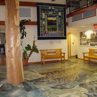 The 3-D floor mural in the Christina Lake Visitor Centre captures the artistry that is prevalent in the community and the beauty that is prevalent in the surrounding area