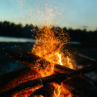 Picture of campfire on beach. 
