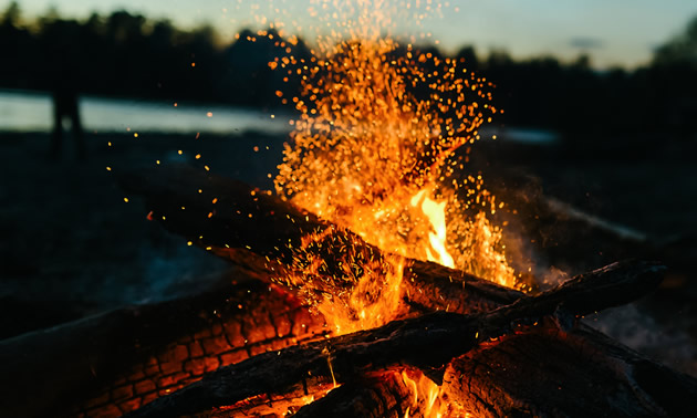 Picture of campfire on beach. 