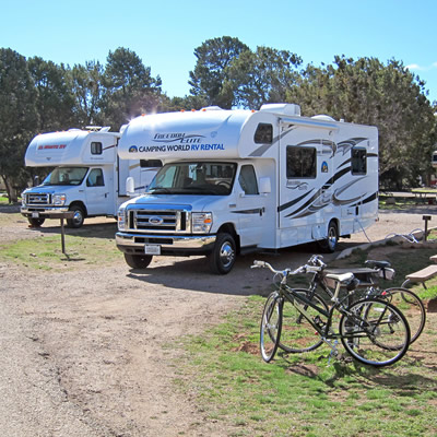 Campground with RV's parked. 