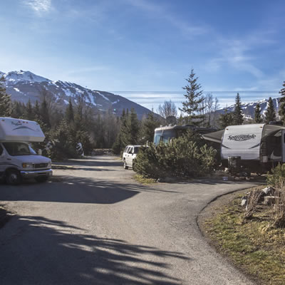 Campers at a campground in BC. 