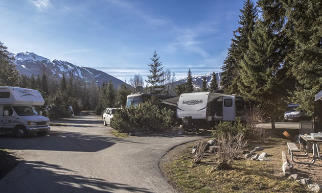 Campers at a campground in BC. 