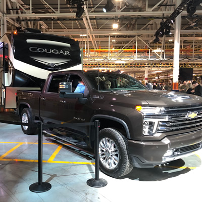 Picture of a Chevy truck and trailer. 