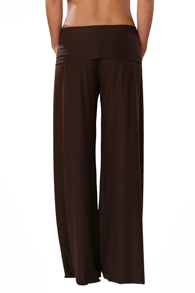 waist-down shot of a woman wearing a casual brown lounge pant
