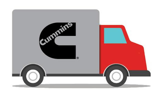 Truck graphic with Cummins logo on side of truck.