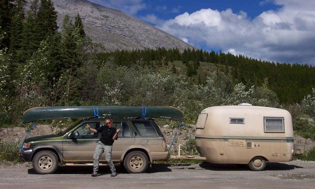 Truck and vintage trailer