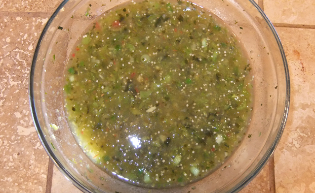 Bowl of green salsa