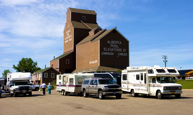 A converted grain elelvator at NAR Park in Dawson Creek holds the Dawson Creek Art Gallery.